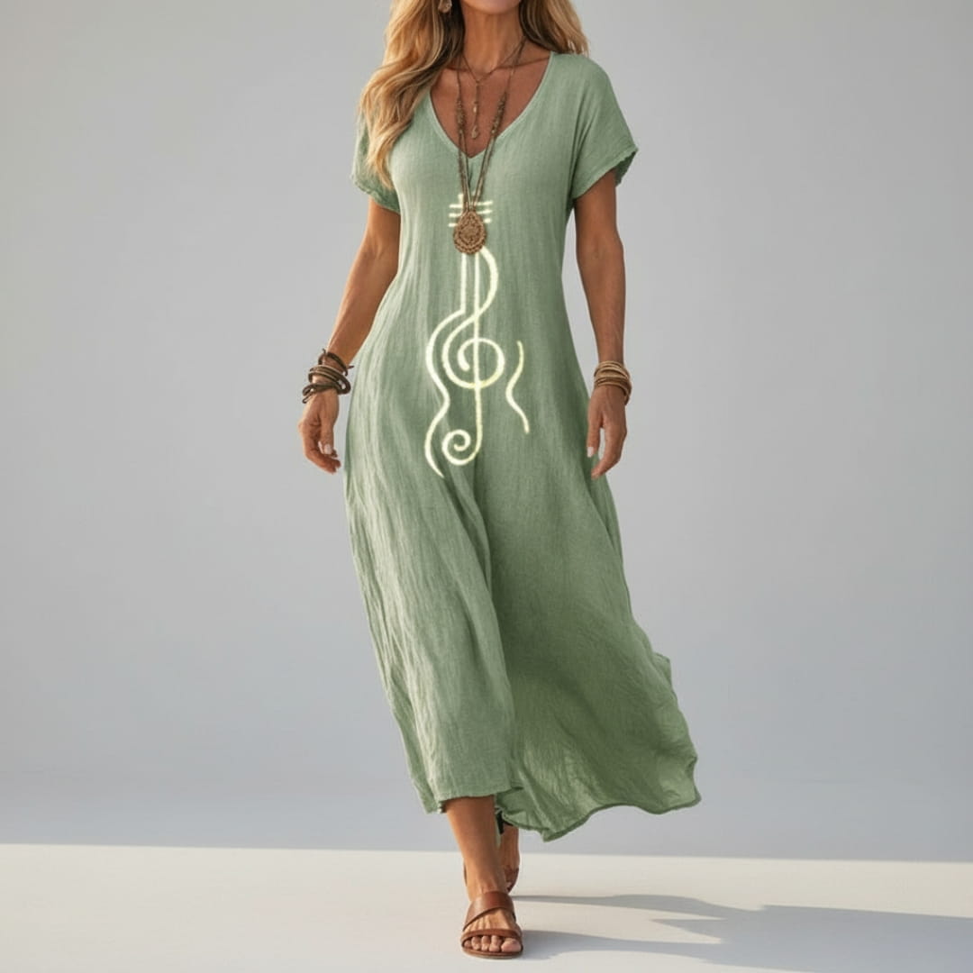 Aurora Boho Pattern Maxi Dress – Lightweight Summer Casual Beach Style Dress