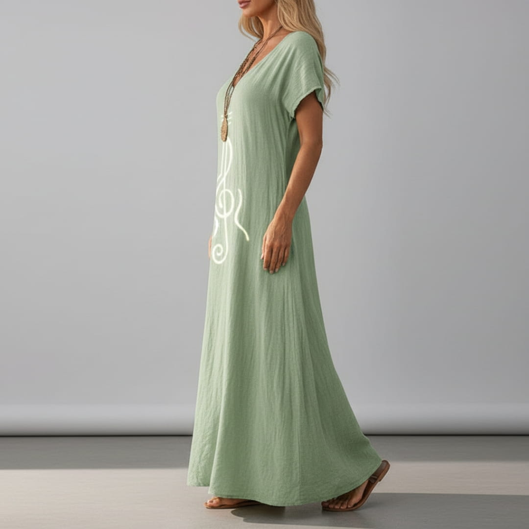 Aurora Boho Pattern Maxi Dress – Lightweight Summer Casual Beach Style Dress