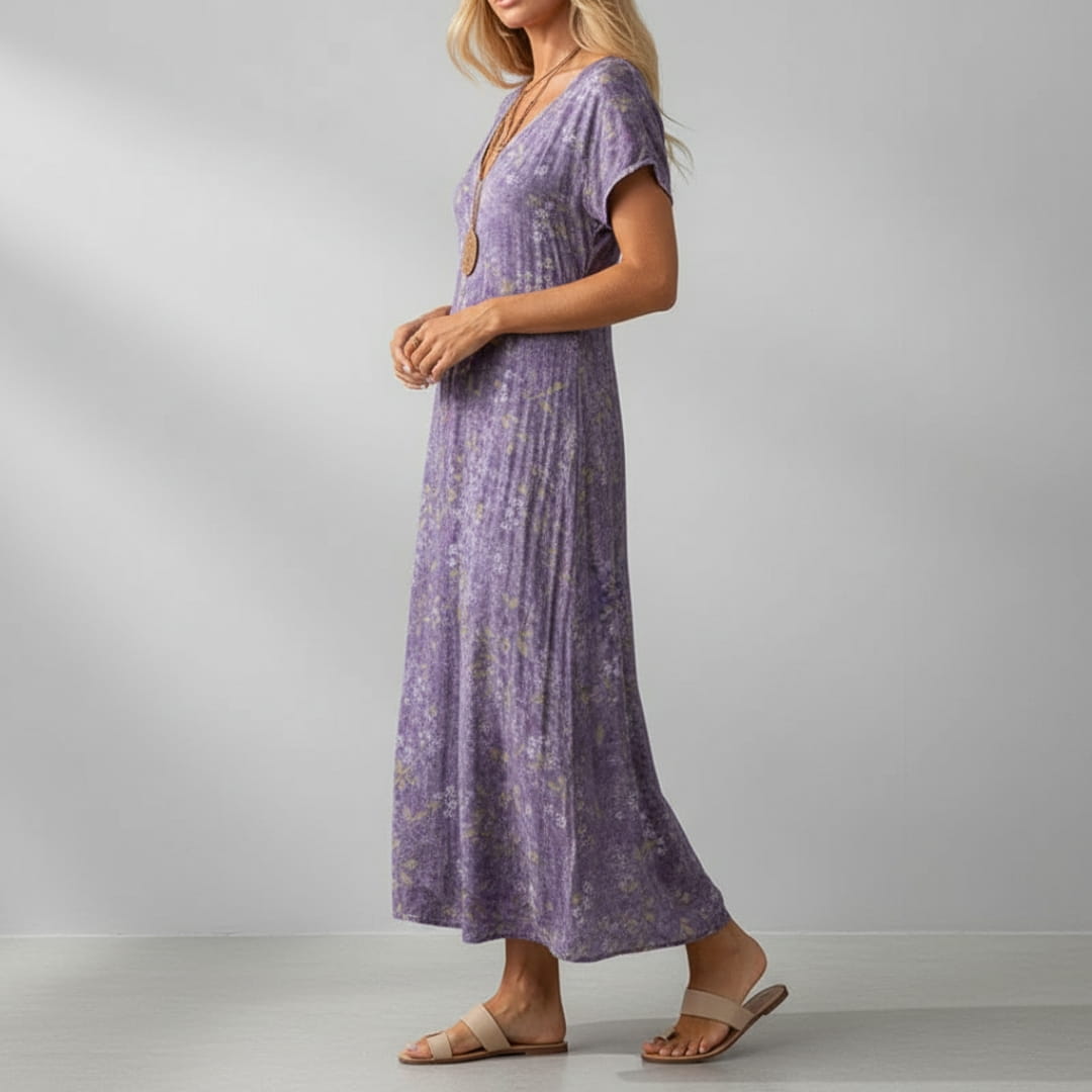 Aurora Boho Pattern Maxi Dress – Lightweight Summer Casual Beach Style Dress