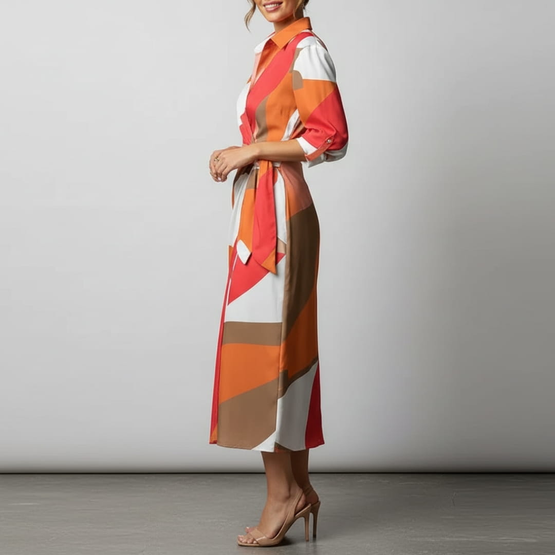 Valeria Printed Wrap Front Midi dress Dress – Lightweight Boho Casual Style