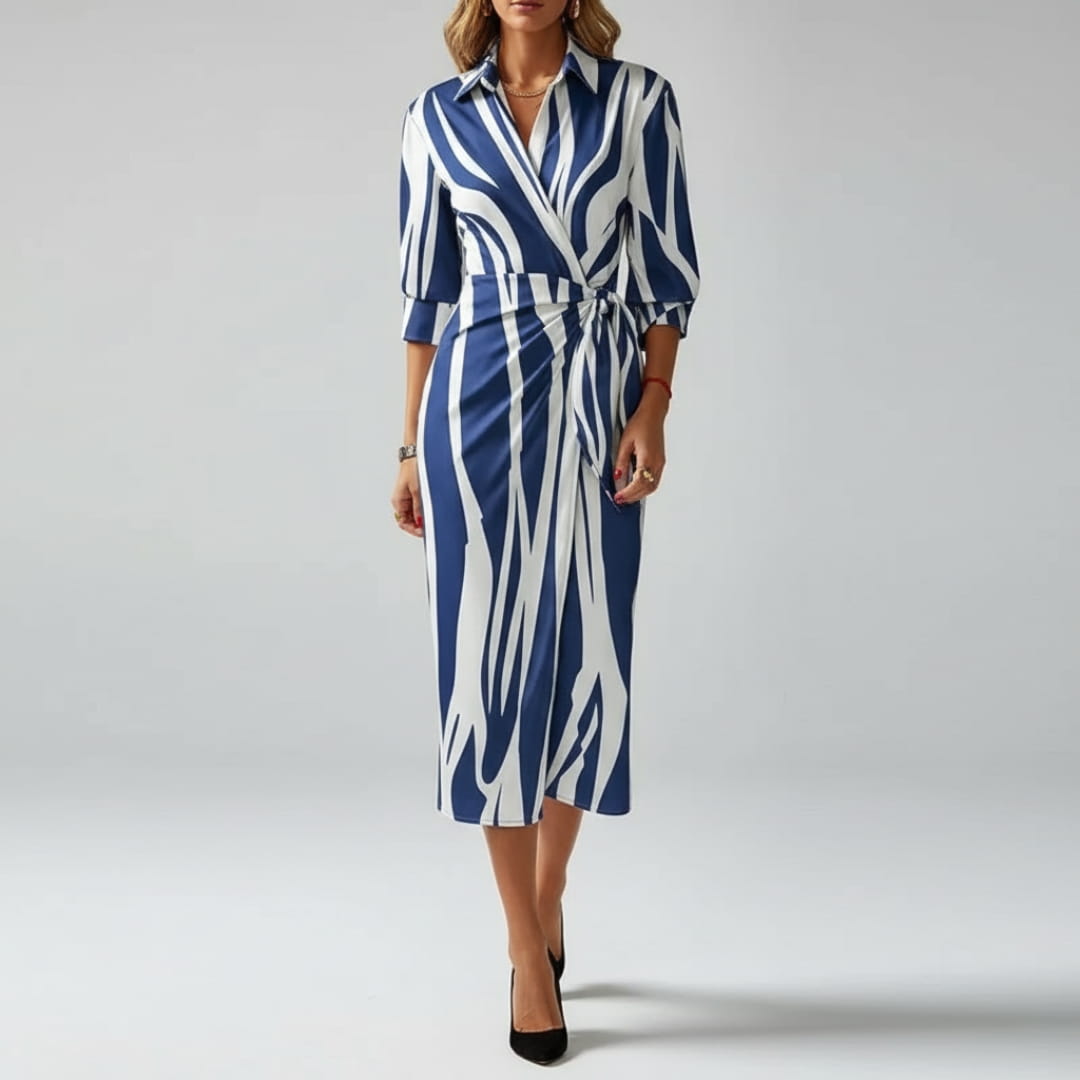 Valeria Printed Wrap Front Midi dress Dress – Lightweight Boho Casual Style