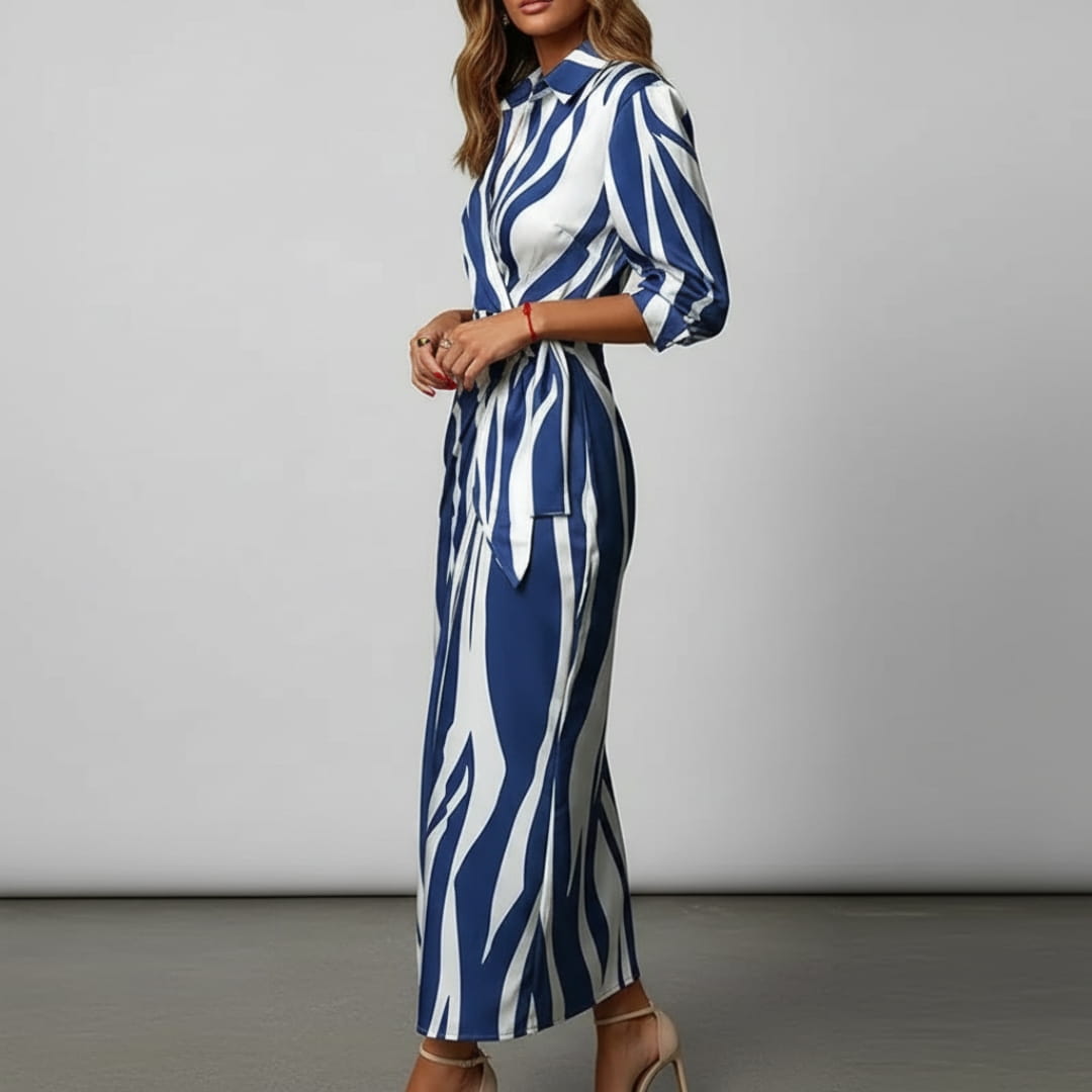 Valeria Printed Wrap Front Midi dress Dress – Lightweight Boho Casual Style