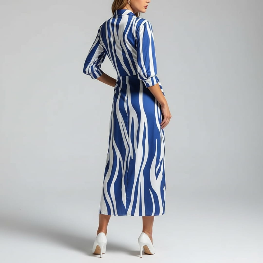 Valeria Printed Wrap Front Midi dress Dress – Lightweight Boho Casual Style