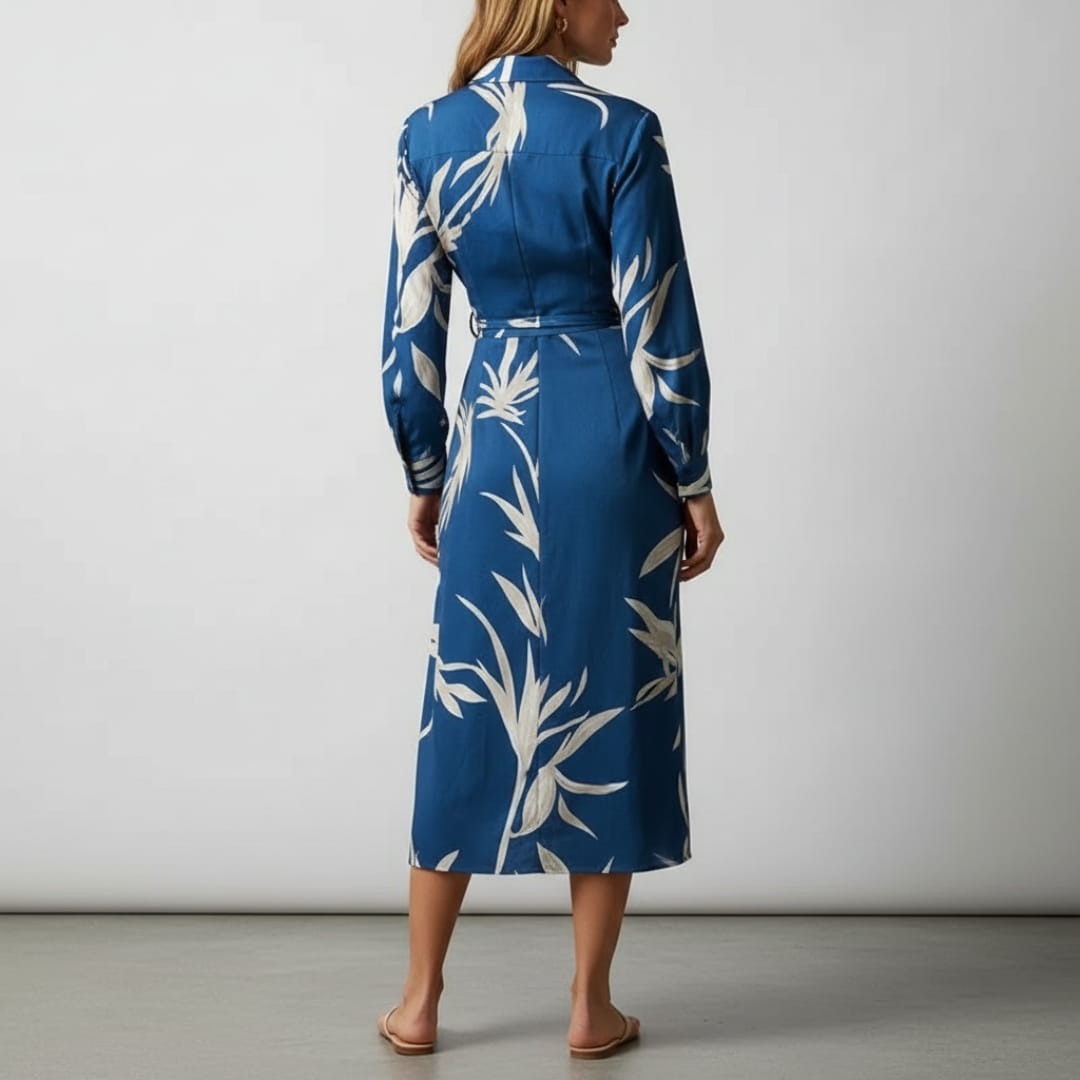 Valeria Printed Wrap Front Midi dress Dress – Lightweight Boho Casual Style