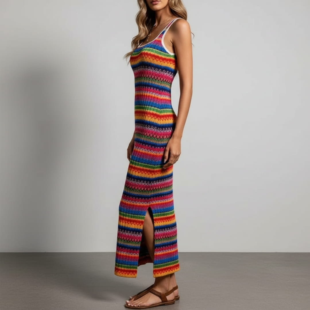Plenie Boho Pattern Maxi Dress – Spaghetti Strap Summer Casual Style