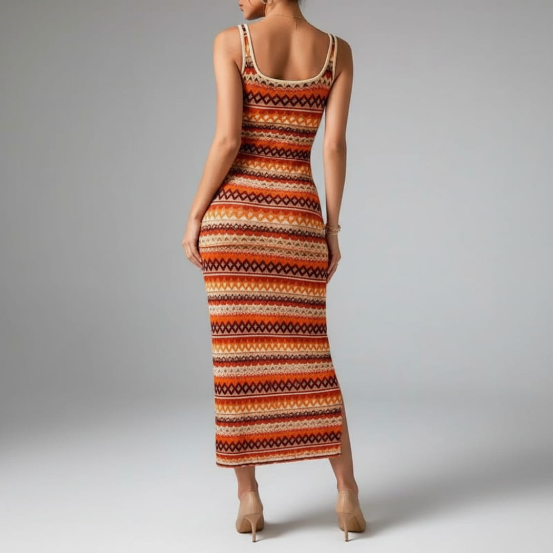 Plenie Boho Pattern Maxi Dress – Spaghetti Strap Summer Casual Style
