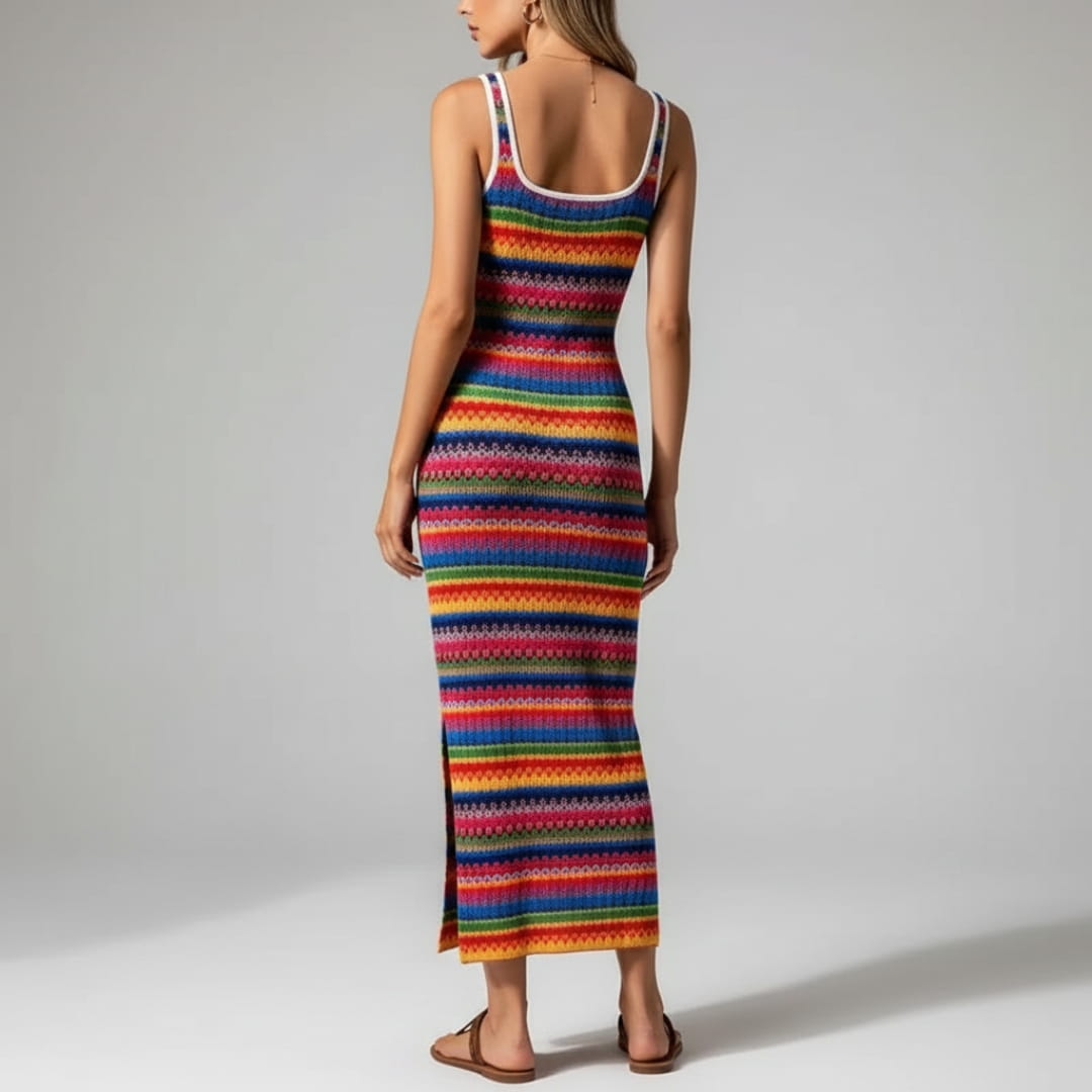 Plenie Boho Pattern Maxi Dress – Spaghetti Strap Summer Casual Style