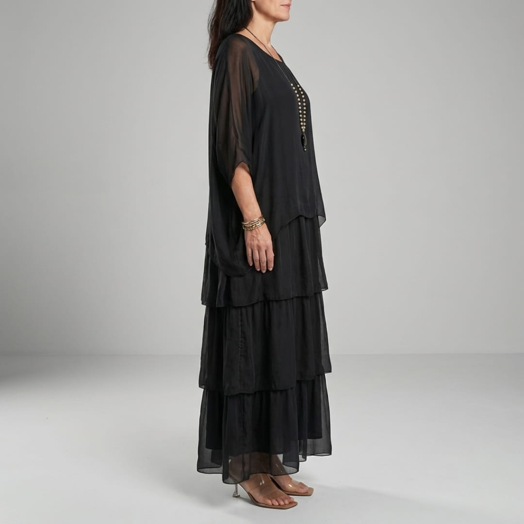 Sherine Women’s Chiffon Maxi Dress – Flowing Layered Design for Summer Elegance