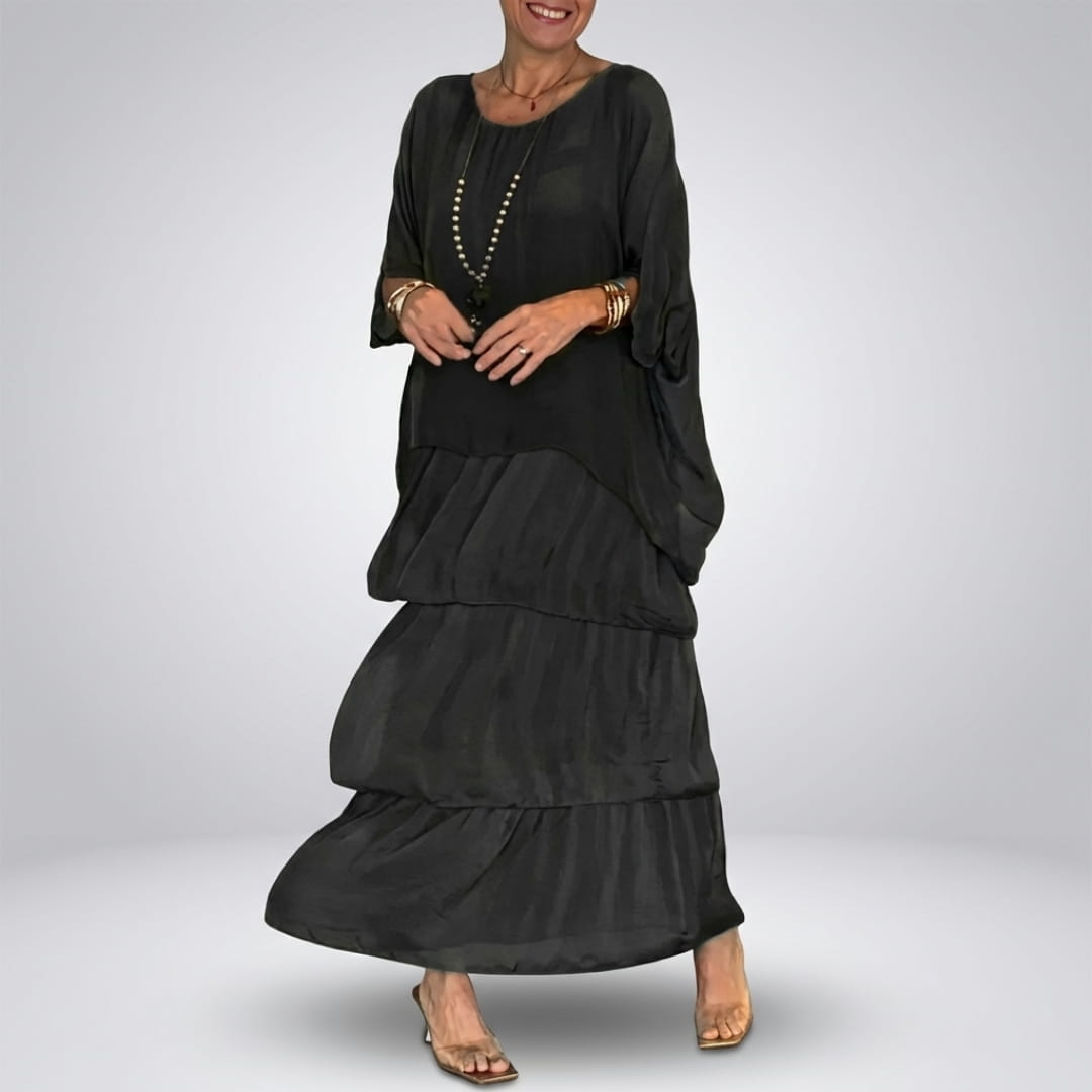 Sherine Women’s Chiffon Maxi Dress – Flowing Layered Design for Summer Elegance
