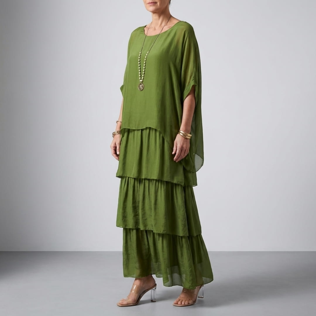 Sherine Women’s Chiffon Maxi Dress – Flowing Layered Design for Summer Elegance