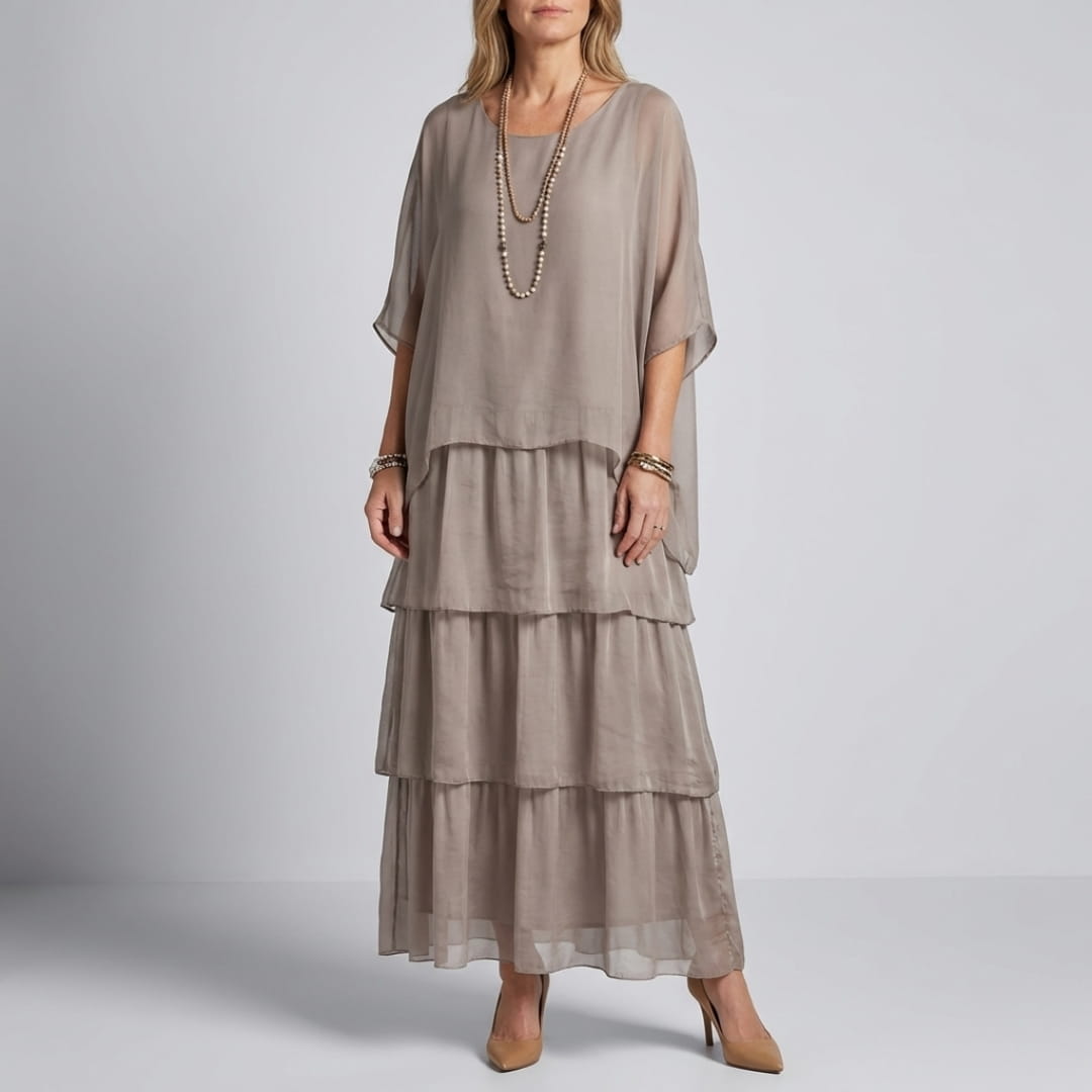 Sherine Women’s Chiffon Maxi Dress – Flowing Layered Design for Summer Elegance