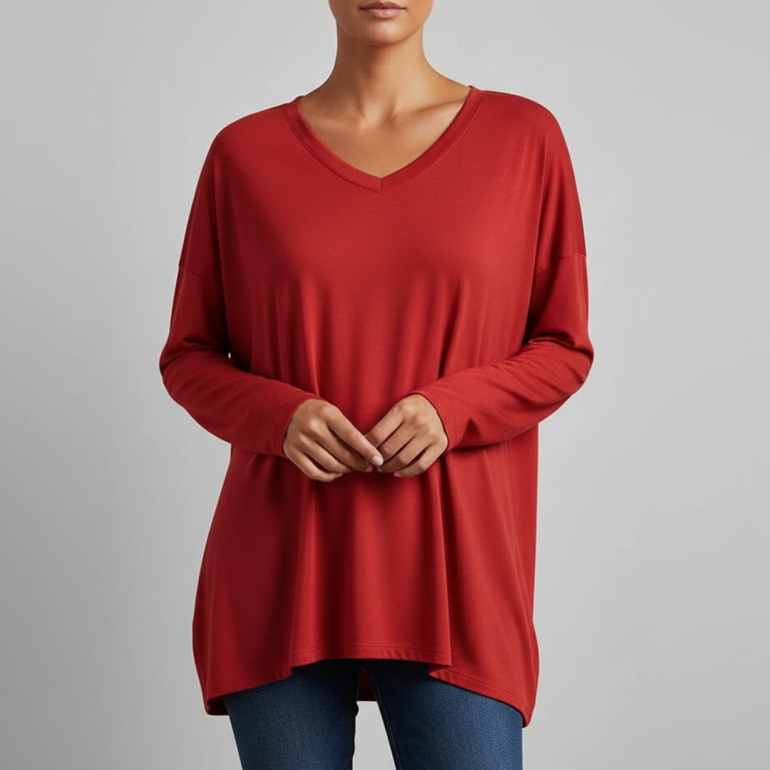 Eliza Cosy Long Sleeve Blouse – Soft Cotton-Blend with Relaxed Fit