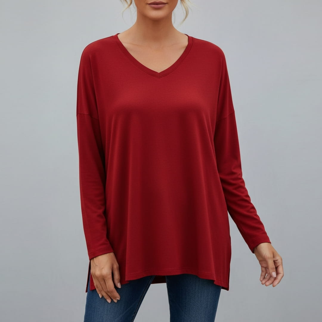 Eliza Cosy Long Sleeve Blouse – Soft Cotton-Blend with Relaxed Fit