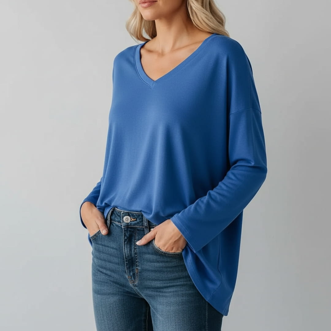 Eliza Cosy Long Sleeve Blouse – Soft Cotton-Blend with Relaxed Fit