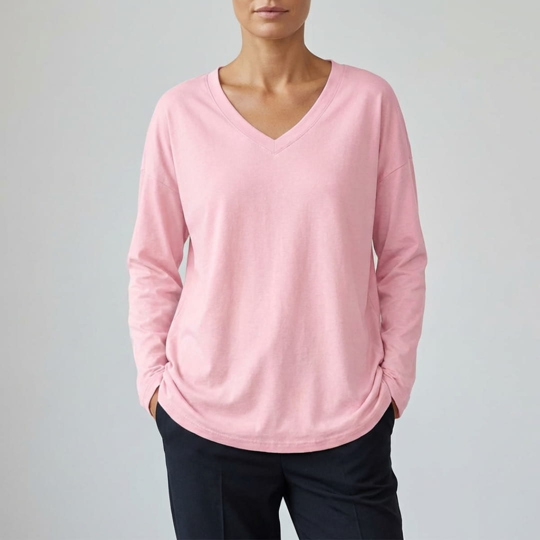 Eliza Cosy Long Sleeve Blouse – Soft Cotton-Blend with Relaxed Fit