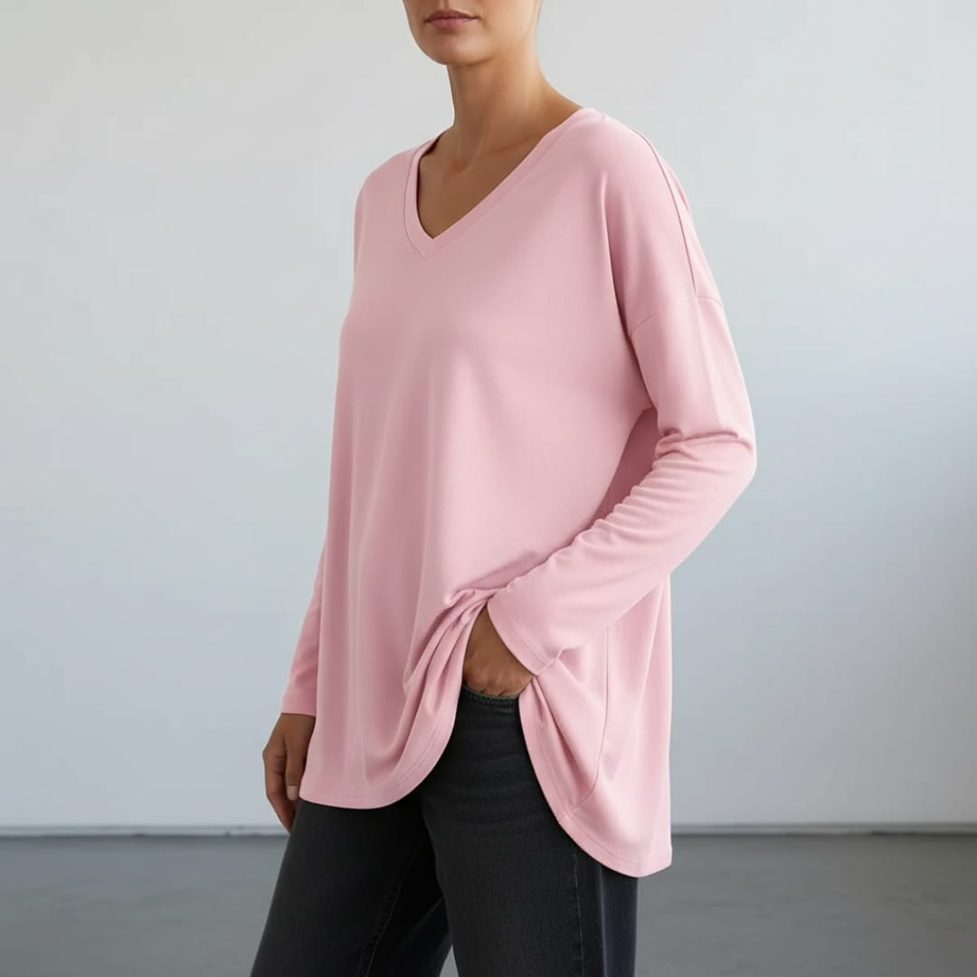 Eliza Cosy Long Sleeve Blouse – Soft Cotton-Blend with Relaxed Fit