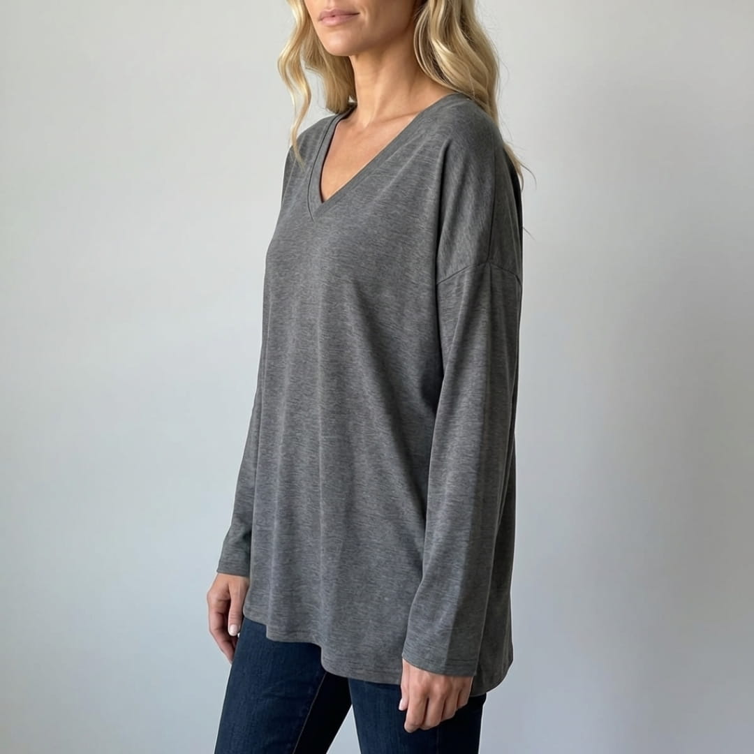 Eliza Cosy Long Sleeve Blouse – Soft Cotton-Blend with Relaxed Fit