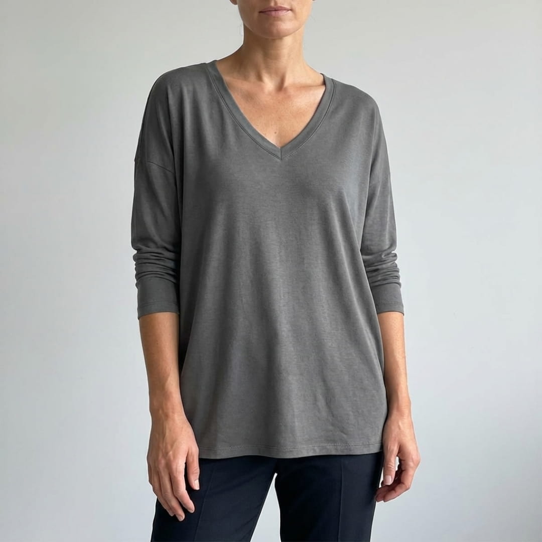 Eliza Cosy Long Sleeve Blouse – Soft Cotton-Blend with Relaxed Fit