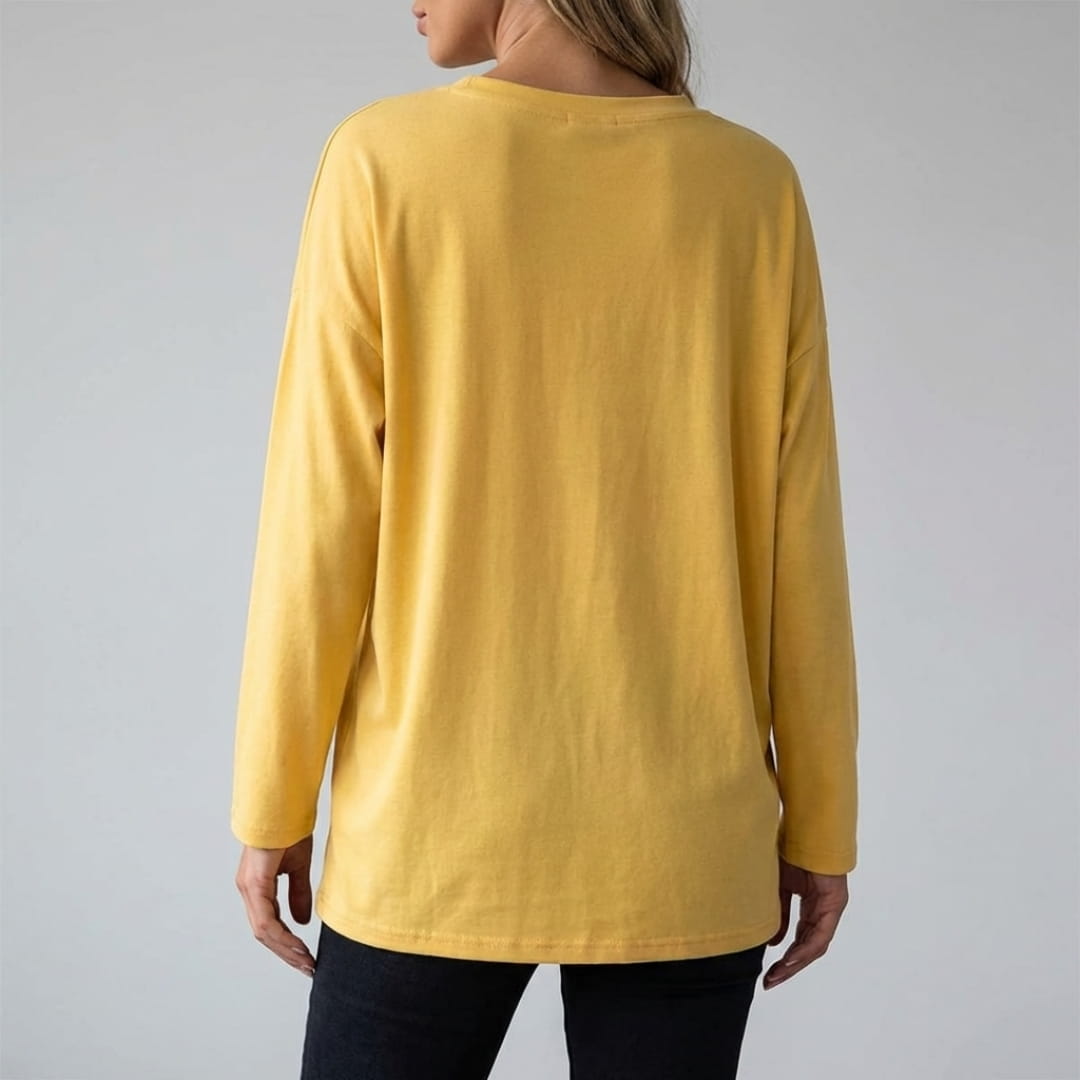 Eliza Cosy Long Sleeve Blouse – Soft Cotton-Blend with Relaxed Fit