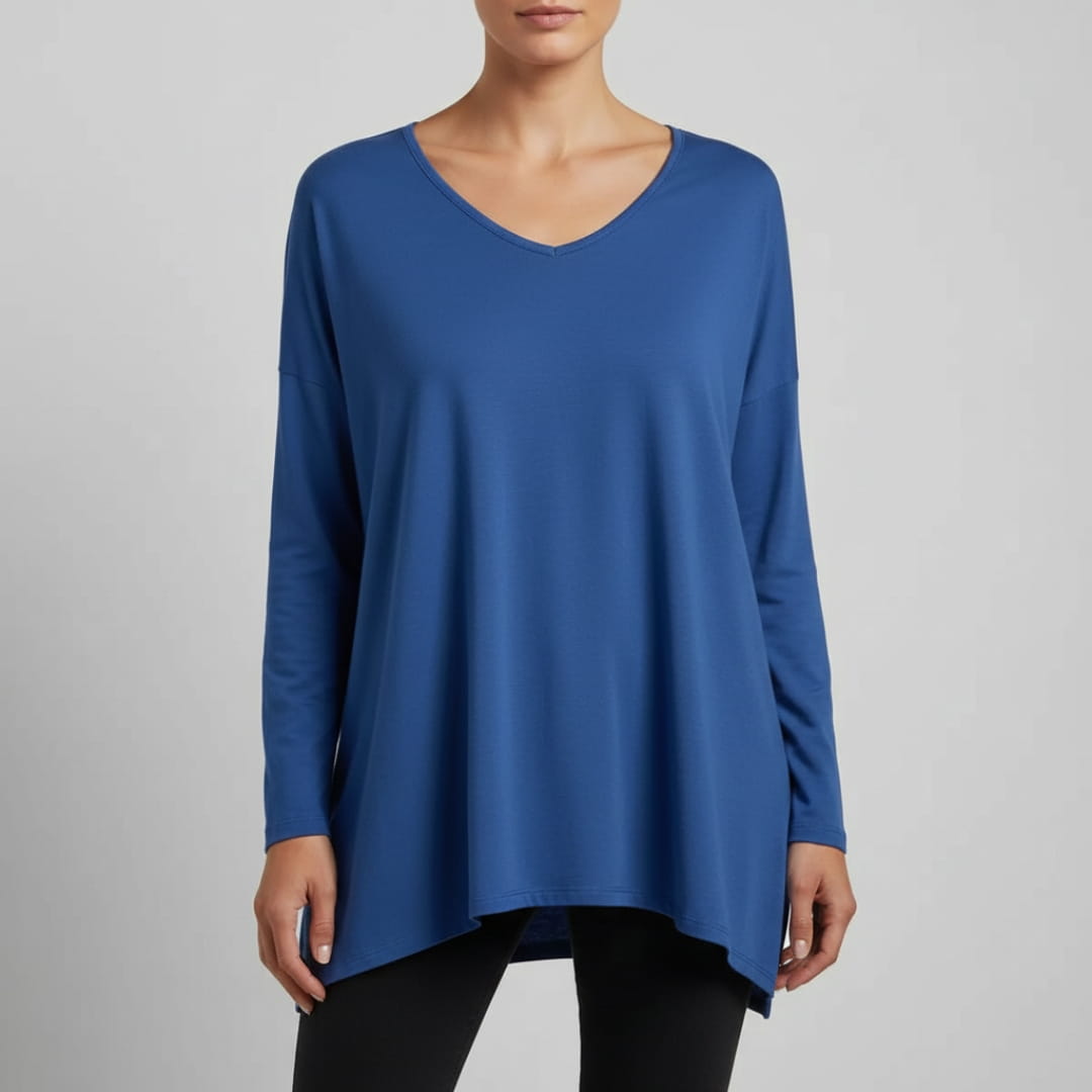 Eliza Cosy Long Sleeve Blouse – Soft Cotton-Blend with Relaxed Fit