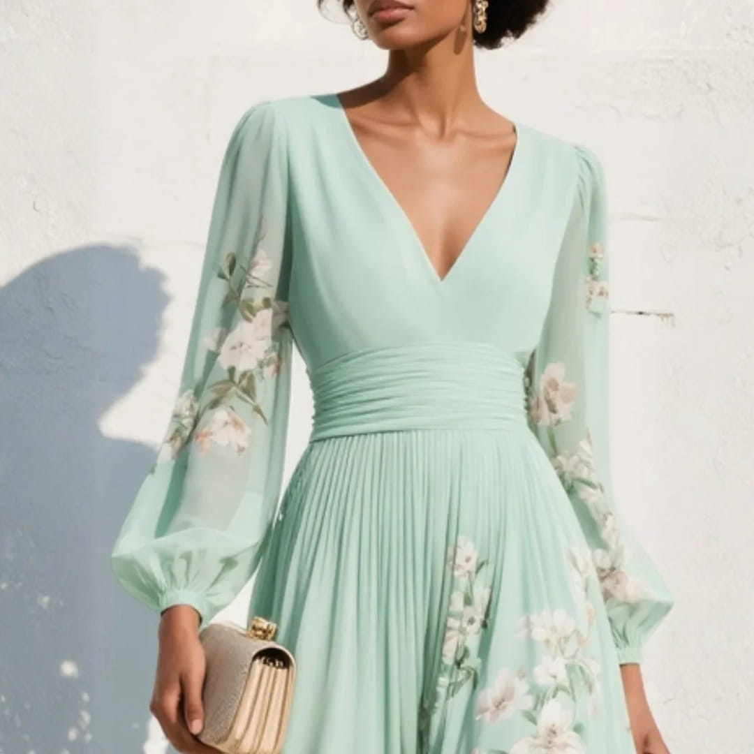 Ophelia Floral V-Neck Maxi Dress – Lightweight Elegant Occasion Dress