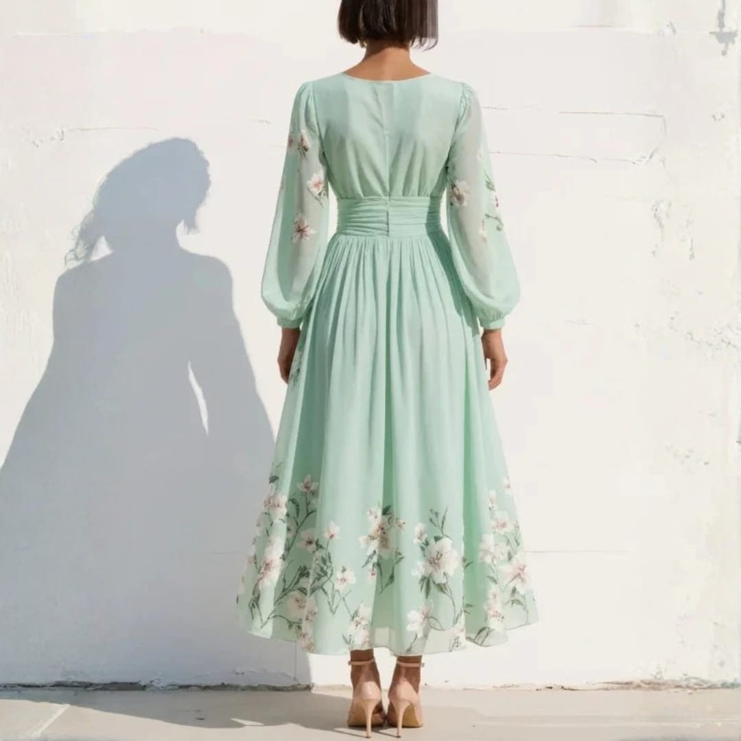 Ophelia Floral V-Neck Maxi Dress – Lightweight Elegant Occasion Dress