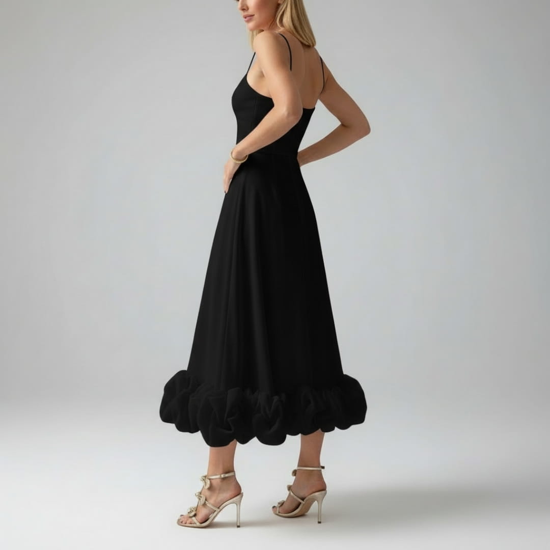 Celeste Spaghetti Strap Maxi Dress – Flowing Silhouette & Defined Waist for Elegant Occasions