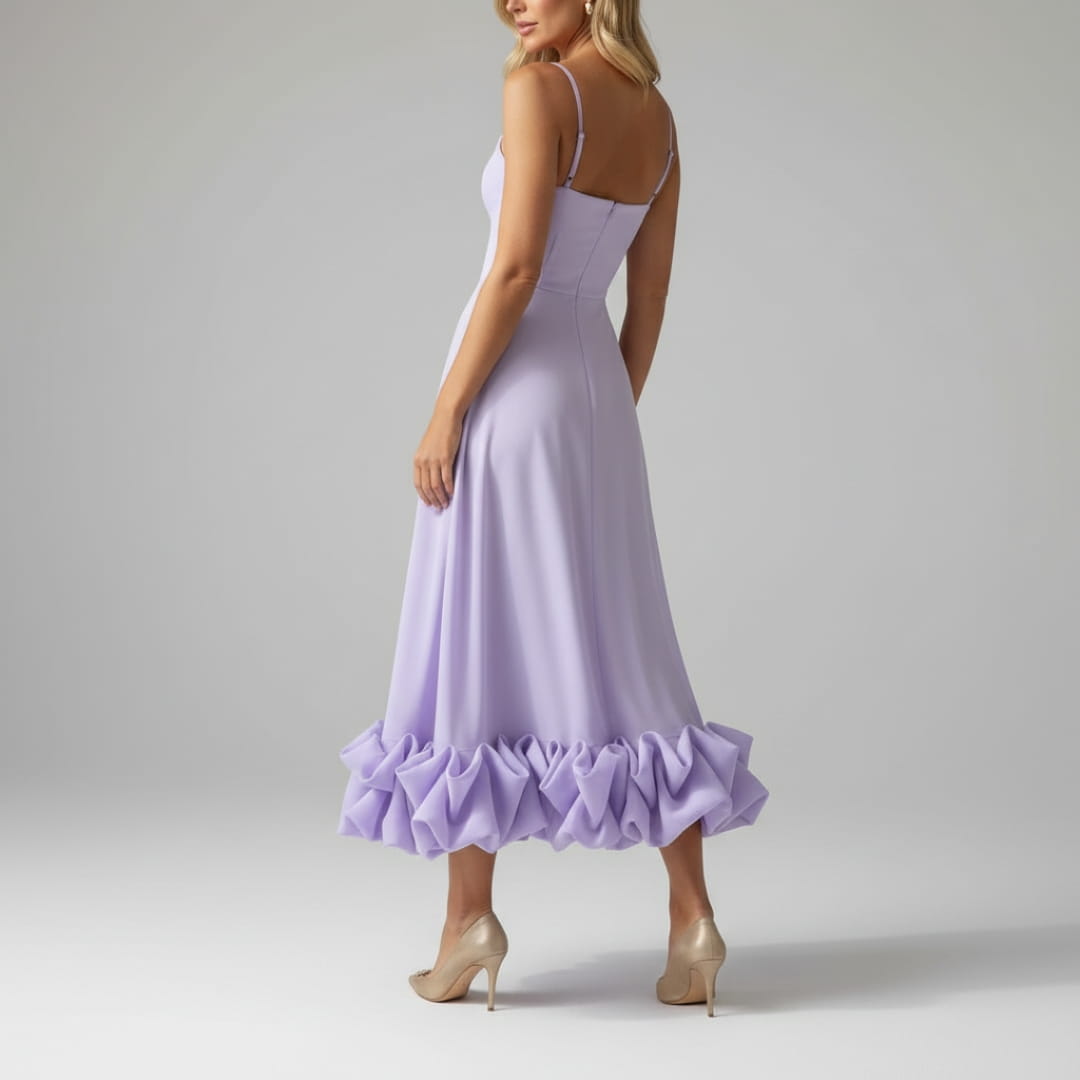 Celeste Spaghetti Strap Maxi Dress – Flowing Silhouette & Defined Waist for Elegant Occasions
