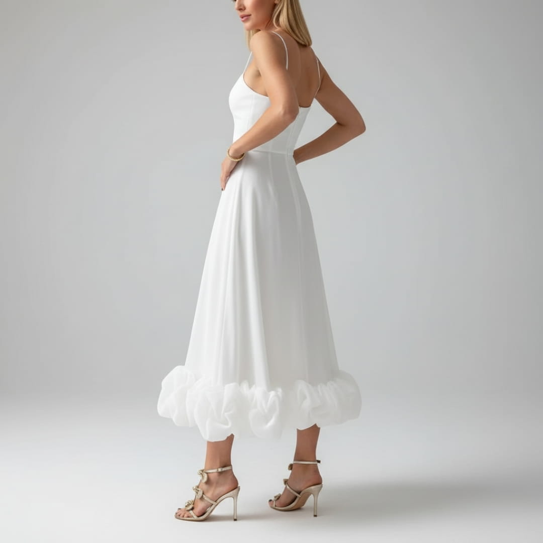 Celeste Spaghetti Strap Maxi Dress – Flowing Silhouette & Defined Waist for Elegant Occasions