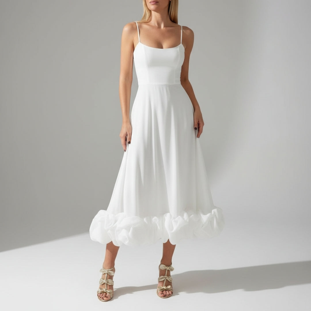 Celeste Spaghetti Strap Maxi Dress – Flowing Silhouette & Defined Waist for Elegant Occasions