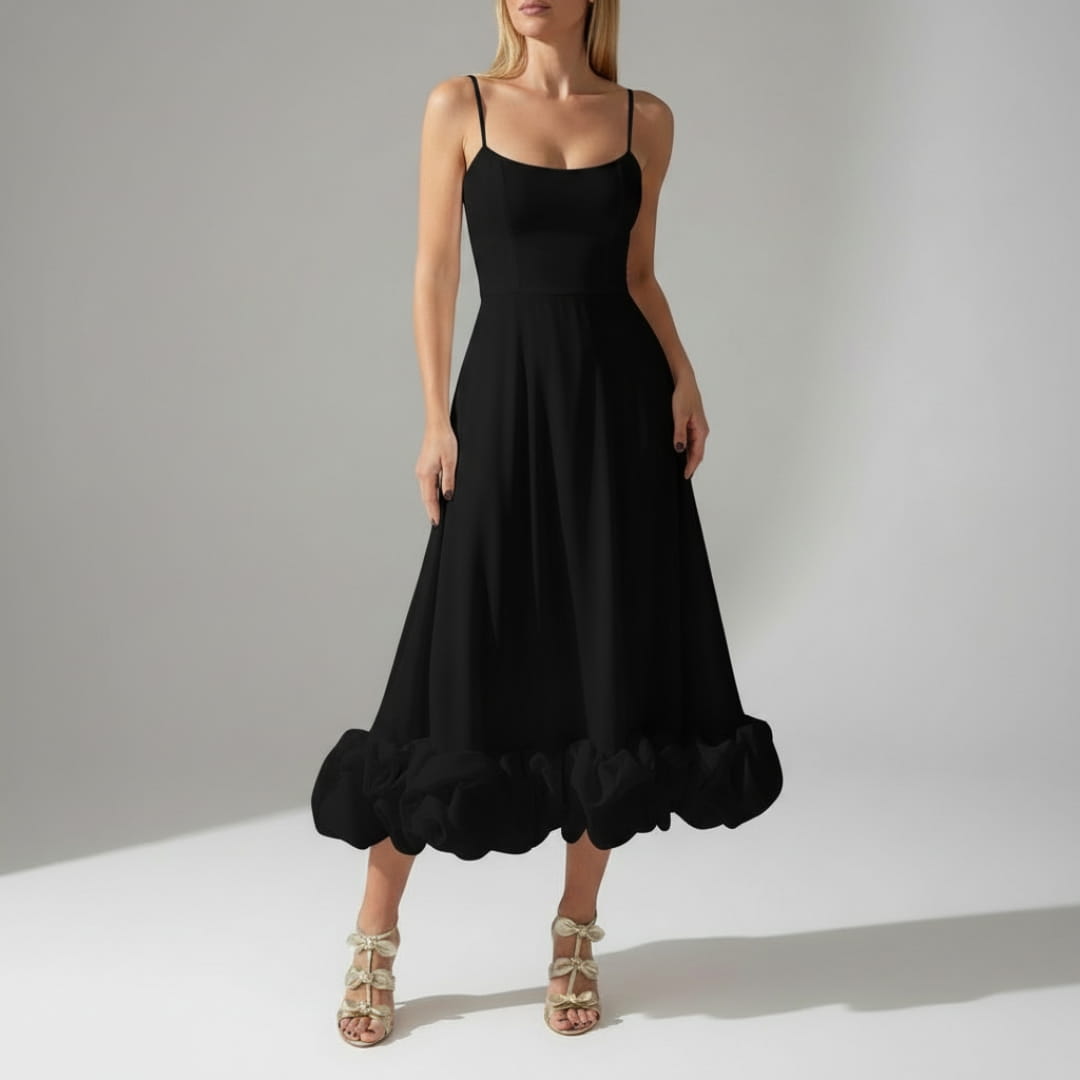 Celeste Spaghetti Strap Maxi Dress – Flowing Silhouette & Defined Waist for Elegant Occasions