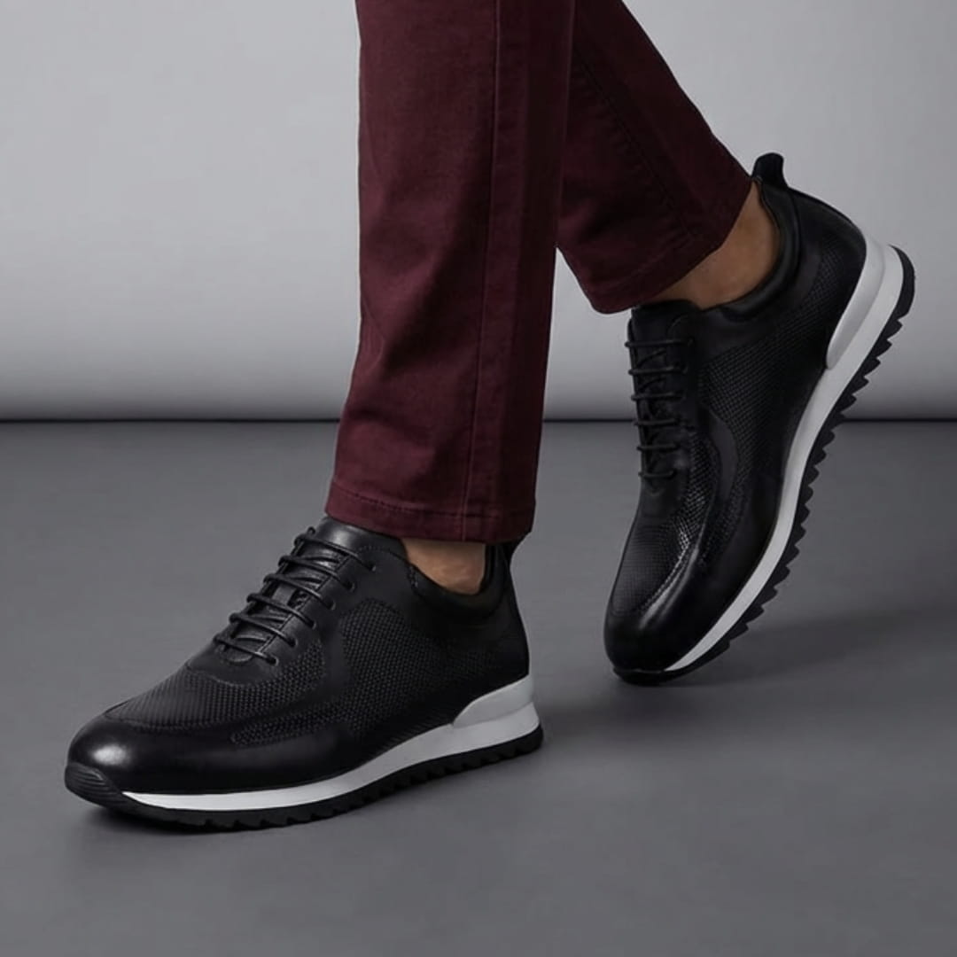 Enzo Italian Leather Shoes – Cushioned Casual Trainers