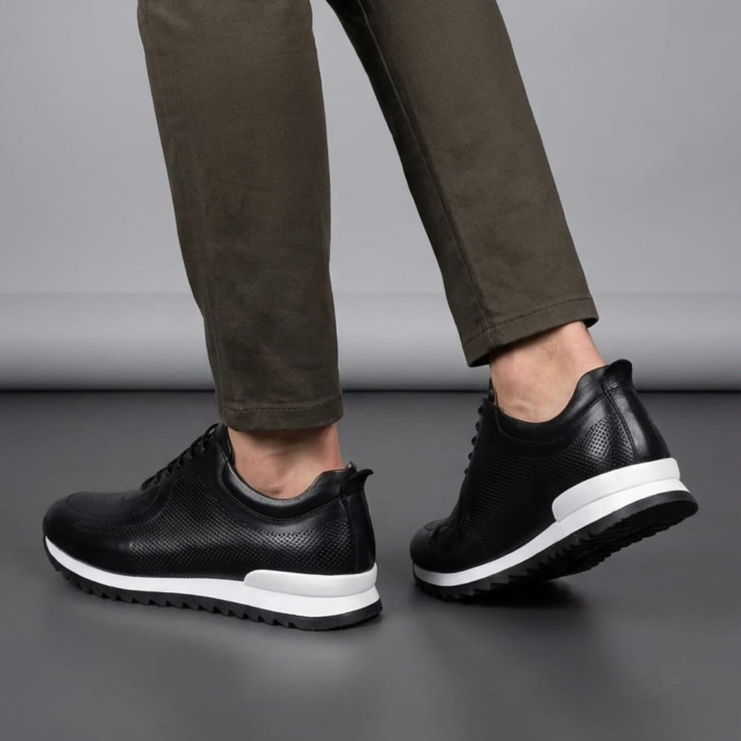 Enzo Italian Leather Shoes – Cushioned Casual Trainers
