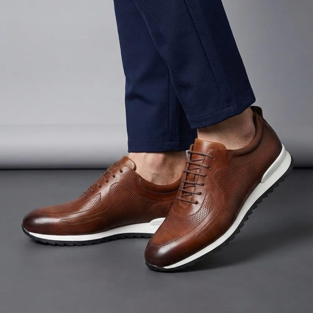 Enzo Italian Leather Shoes – Cushioned Casual Trainers