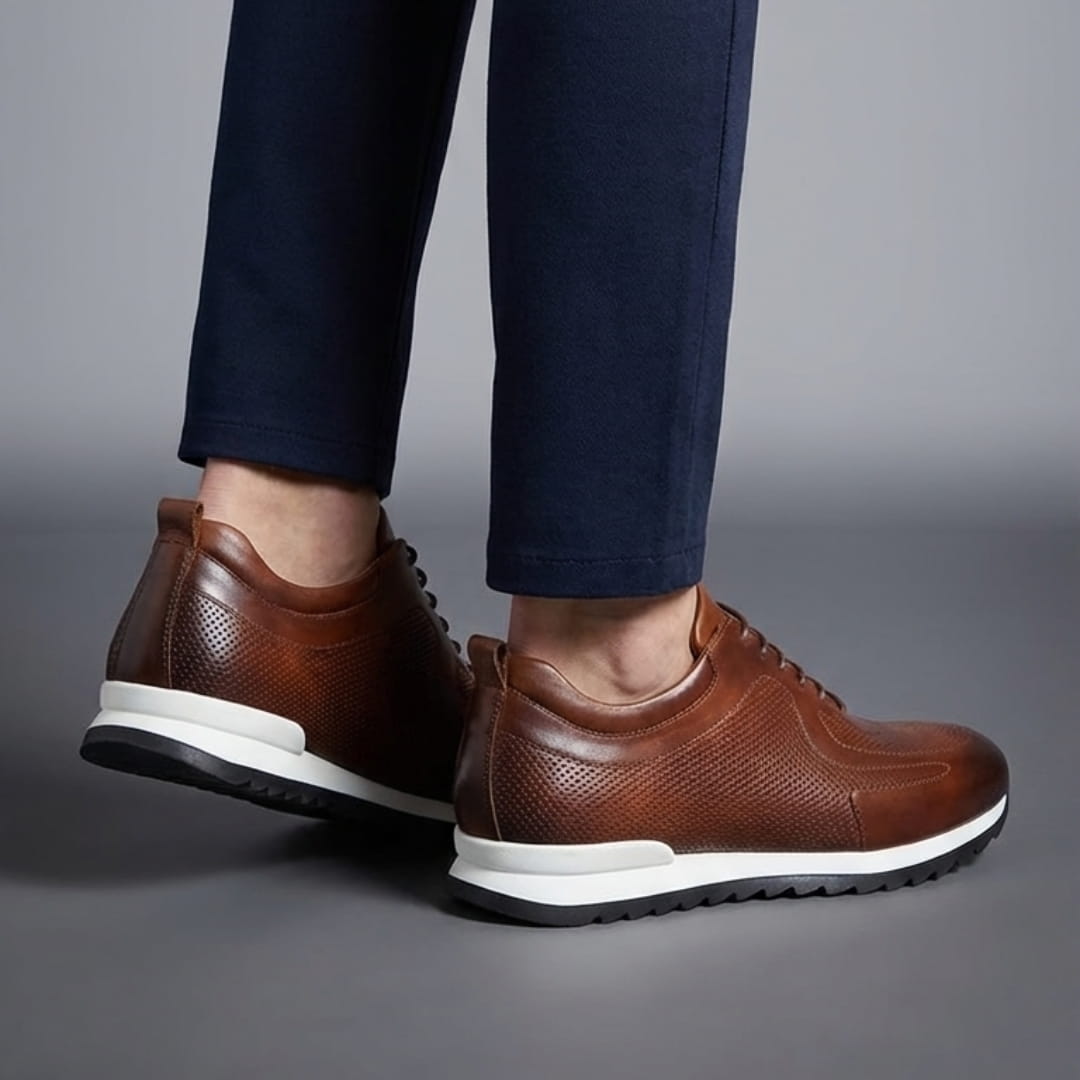 Enzo Italian Leather Shoes – Cushioned Casual Trainers