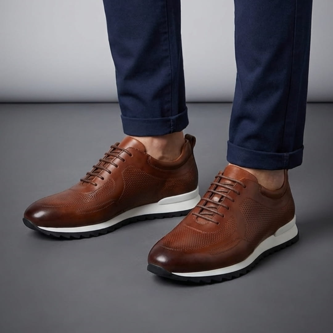 Enzo Italian Leather Shoes – Cushioned Casual Trainers