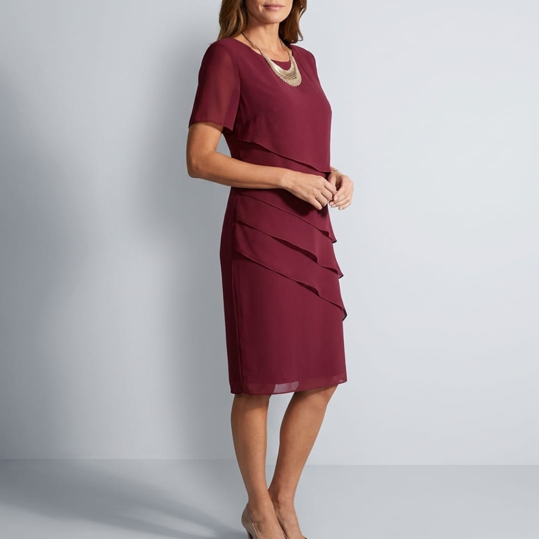 Claudia Women’s Maxi Dress – Long Sleeve Layered Design with Flattering Fit