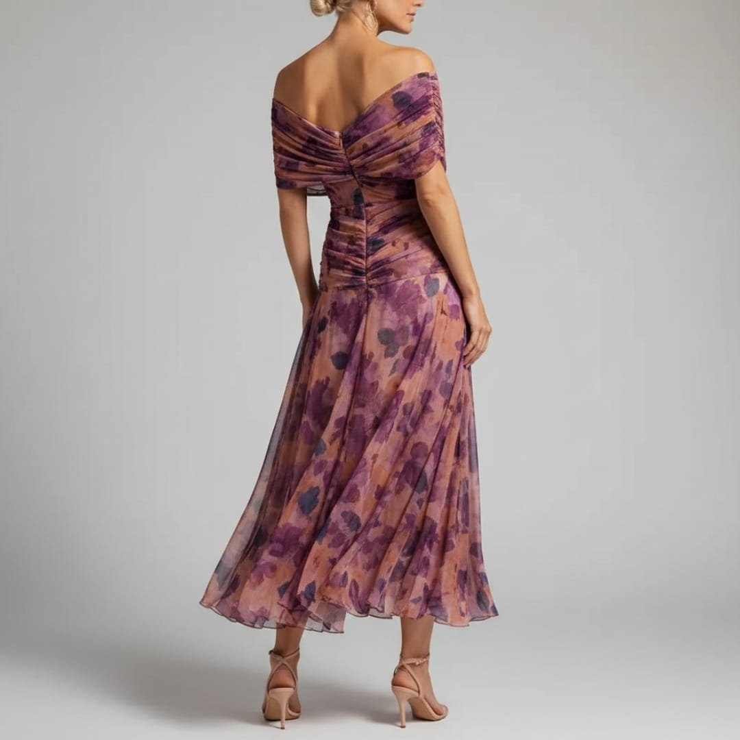 Elara Flowing V-Neck Party Dress — Pleated Waist Elegant Maxi Dress