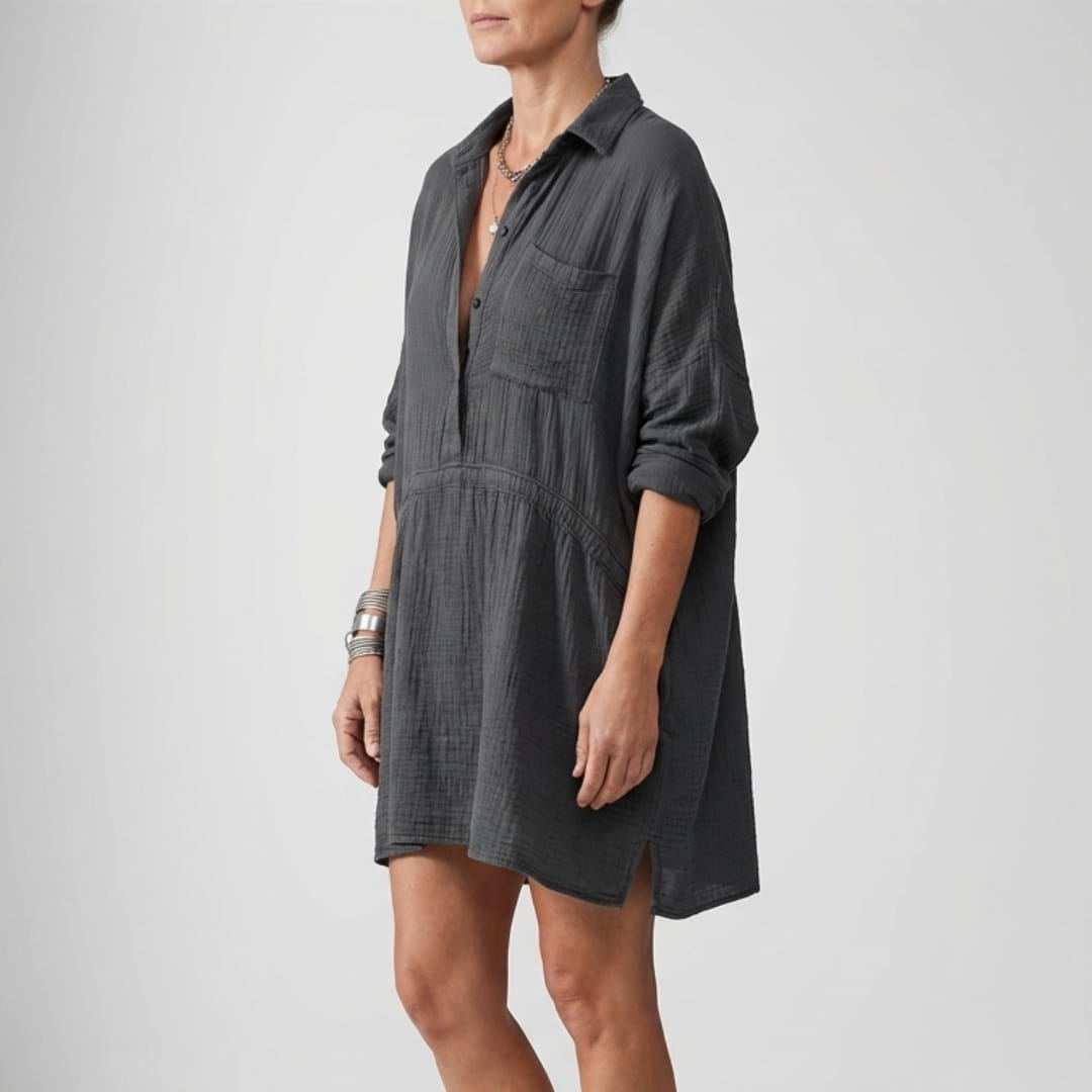 Margot Women’s Shirtdress – Relaxed Button-Up Design with Flattering Loose Fit