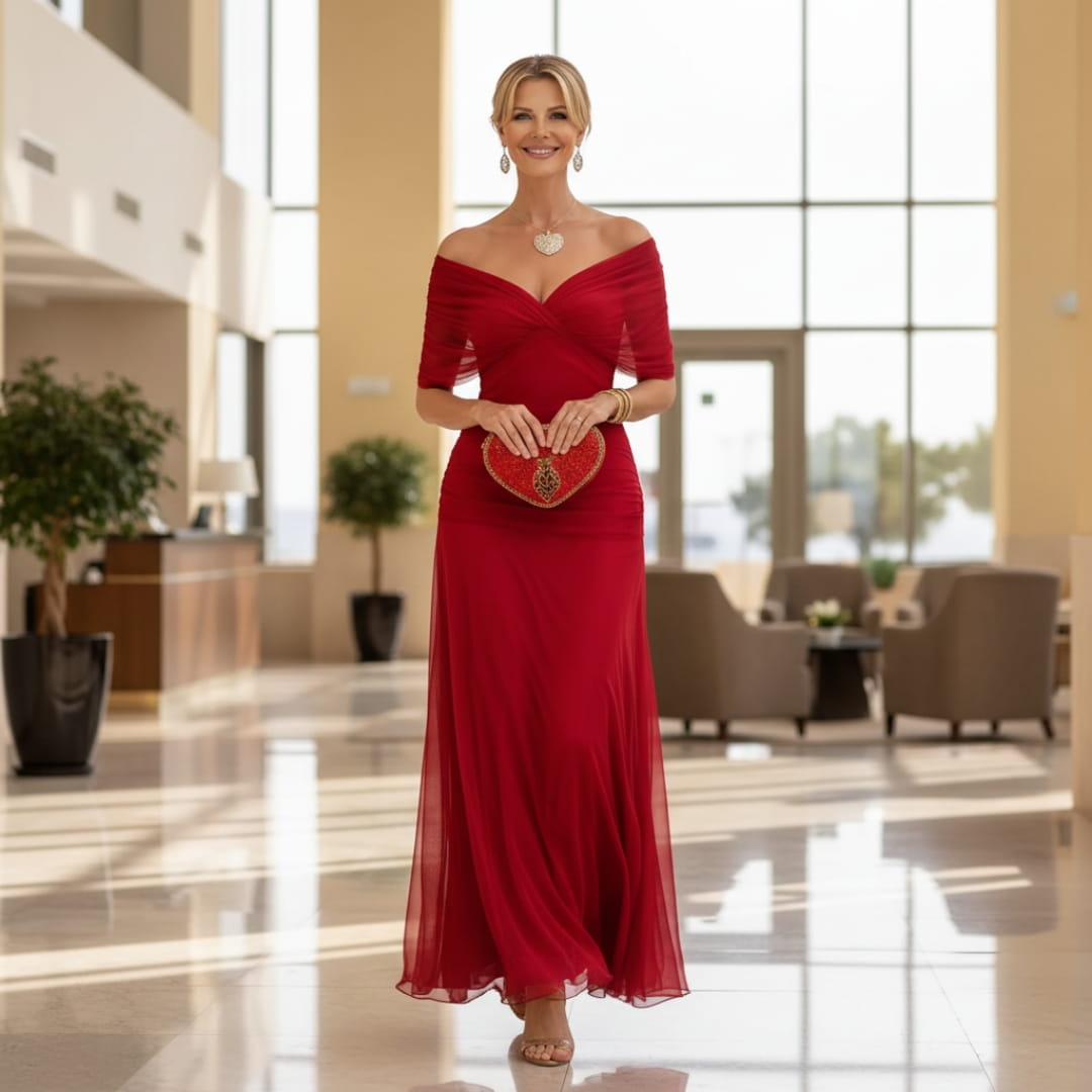 Elara Flowing V-Neck Party Dress — Pleated Waist Elegant Maxi Dress