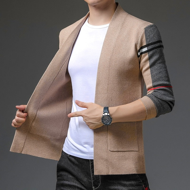 Ravix Men’s Cardigan– Wool Blend Knit with Pockets & Classic Fit