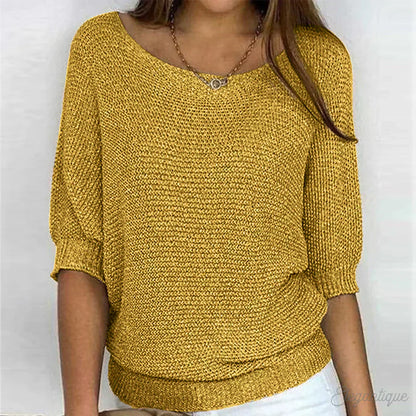 Alessia Women’s Knit Sweater – Lightweight Textured Pullover with Relaxed Fit