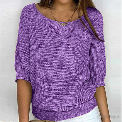 Alessia Women’s Knit Sweater – Lightweight Textured Pullover with Relaxed Fit