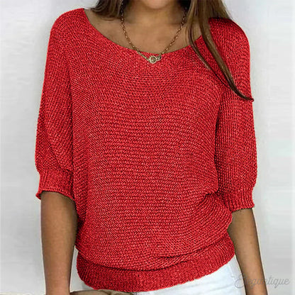 Alessia Women’s Knit Sweater – Lightweight Textured Pullover with Relaxed Fit