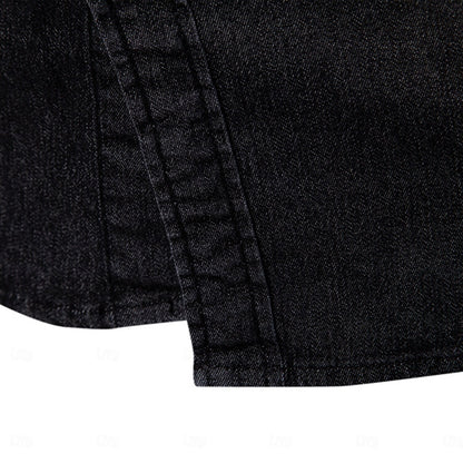Rowan Men’s Long Sleeve Denim Shirt – Classic Button-Down with Chest Pocket