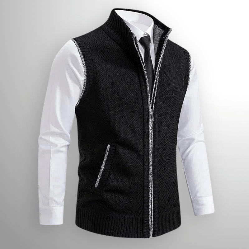 Matteo Men’s Zip Up Vest – Cotton Knit with Pockets