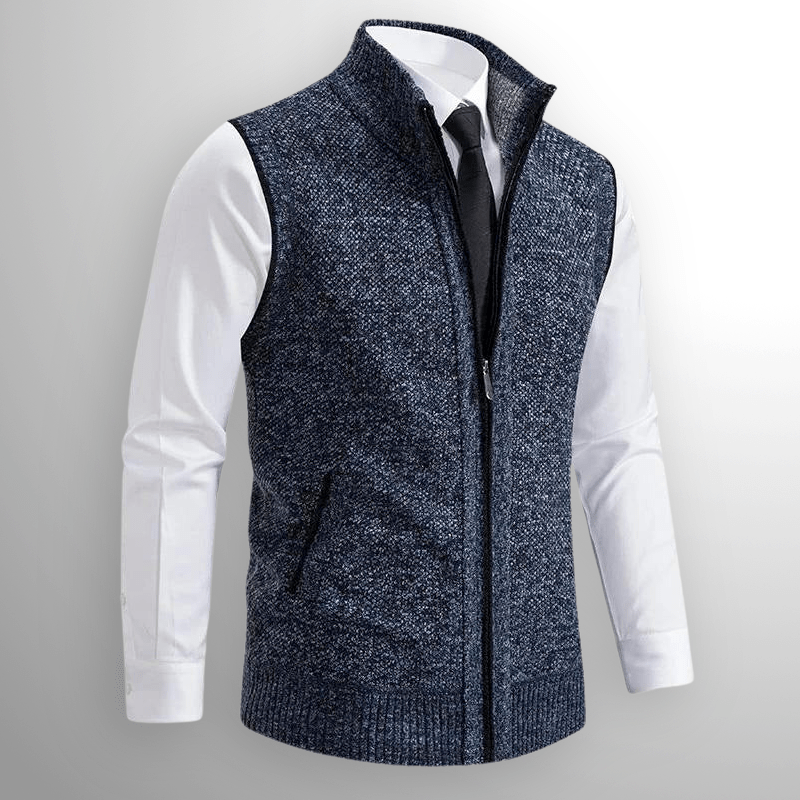 Matteo Men’s Zip Up Vest – Cotton Knit with Pockets