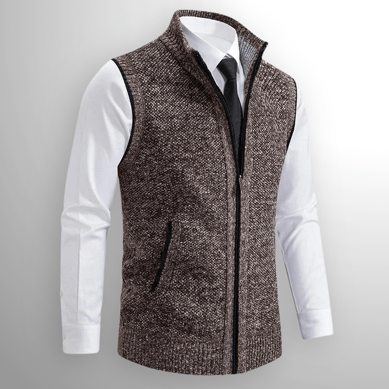 Matteo Men’s Zip Up Vest – Cotton Knit with Pockets