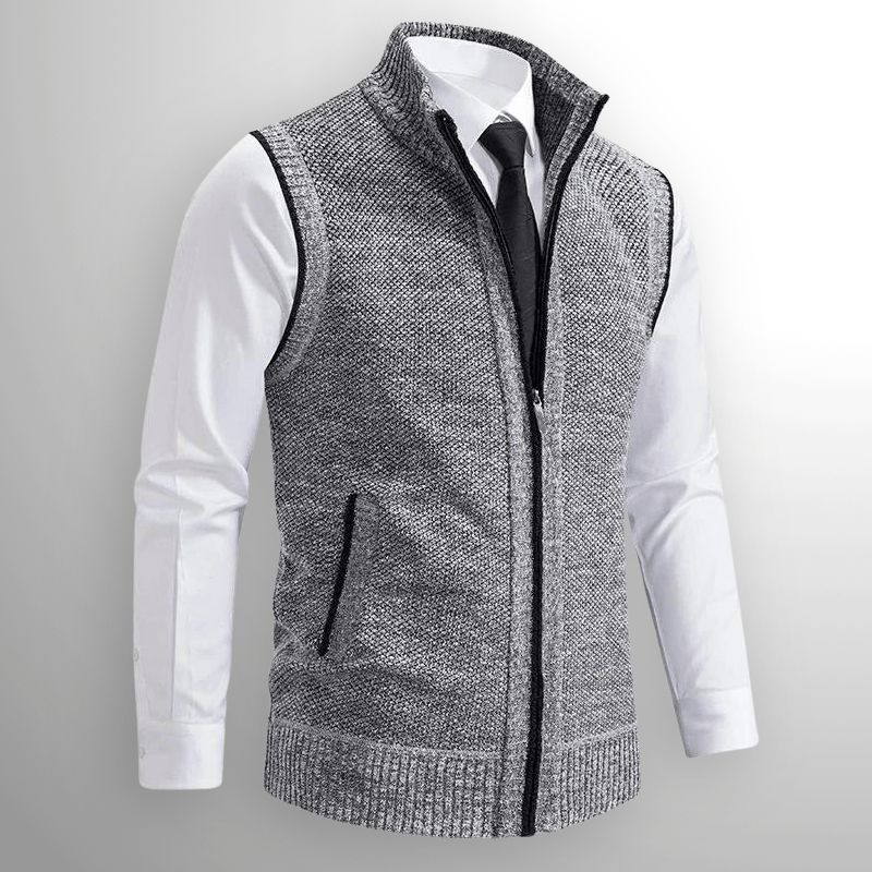 Matteo Men’s Zip Up Vest – Cotton Knit with Pockets