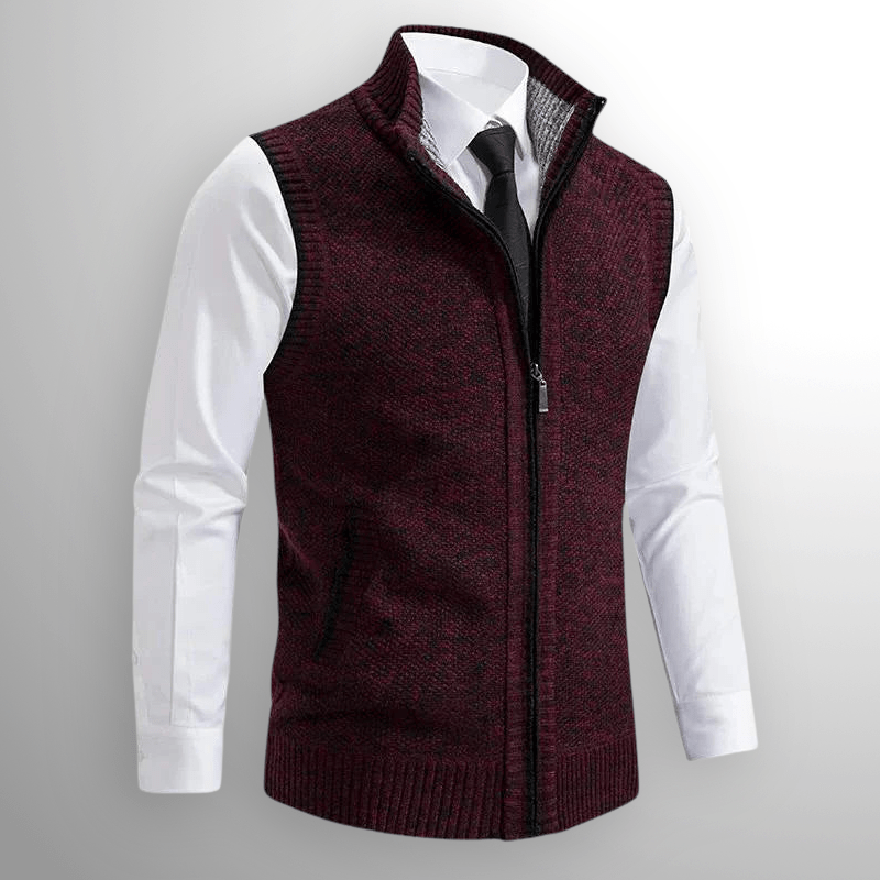 Matteo Men’s Zip Up Vest – Cotton Knit with Pockets